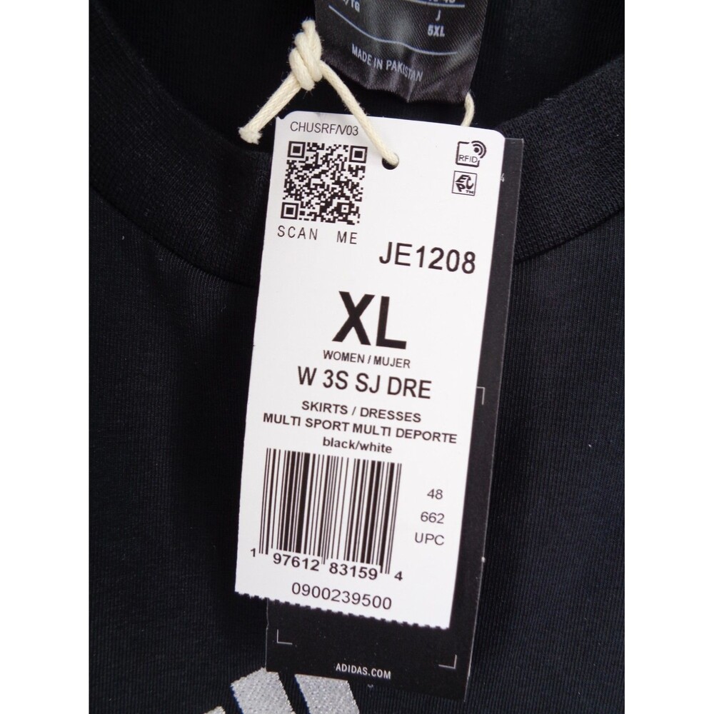 Adidas Black Racerback 3 Stripe Essential Dress Size XL New - Picture 14 of 14